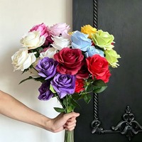 3 Kunstzijde Rozen Hoofden Groothandelsprijs Realistische Kunstrozen voor Bloemenwand Thuis Vaas Bruiloft Feest DIY Bloemdecoratie