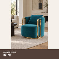 Fauteuil d'appoint moderne en velours, fauteuil pivotant rembourré pour salon, hall d'hôtel