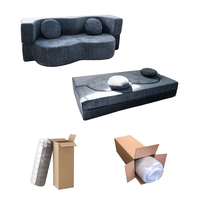 Modernes Wellenförmiges Vakuum-Kompressions-Schlafsofa Konvertierbares 2-Sitzer Cloud-Sofa Spart Versandkosten