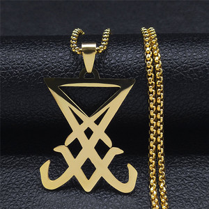 <span class=keywords><strong>Satan</strong></span> Croix Collier pour Hommes En Acier Inoxydable Noir Gothique <span class=keywords><strong>Étoile</strong></span> Lucifer Bijoux Halloween Cadeau - Product Image 6