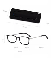 Lunettes carrées pliables à petit cadre boîte en verre pliante lunettes de lecture portables en métal avec étui lunettes anti-lumière bleue