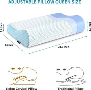 Oreiller cervical orthopédique en mousse à mémoire de forme avec housse respirante amovible pour dormeurs sur le côté, le dos et le ventre - Product Image 3
