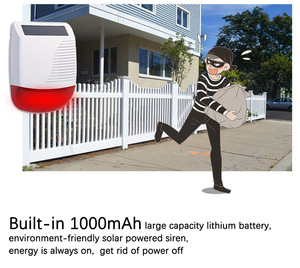Sirène d'alarme sans fil à énergie solaire 433 MHz, détecteur de sécurité extérieur, avertissement sonore et lumineux pour la maison - Product Image 4