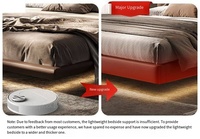 Lit king size minimaliste italien avec tête de lit capitonnée surdimensionnée, lit flottant luxueux rembourré pour chambre principale