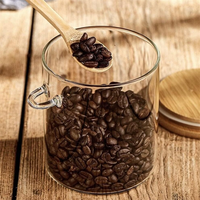 Grains de café Noix Bonbons Sucre Cube Titulaire Conteneurs De Stockage Noix Canister Bocal En Verre Avec Couvercle En Bois et Cuillère