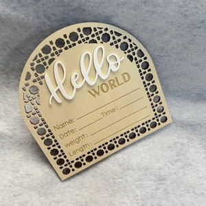 Pancarte de Crèche Annonce de <span class=keywords><strong>Naissance</strong></span> en Bois « Hello World » Jalon de <span class=keywords><strong>Naissance</strong></span> Décoration pour Bébé - Product Image 4