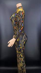 AD1179 Gaun Berlian Imitasi Mewah untuk Wanita, Gaun Pesta Dansa Panjang untuk Klub Malam Pesta Dansa, Pakaian Berlian Imitasi Mewah untuk Wanita - Product Image 3