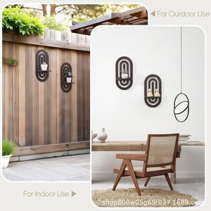 Estante de pared geométrico moderno, estante de madera para plantas, para uso en interiores y exteriores, estantes de exhibición de pared de color retro. - Product Image 1