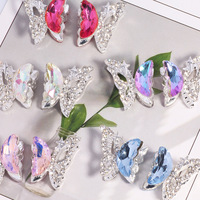 Perle papillon creuse à strass, trou droit, pour DIY stylo, téléphone, porte-clés, collier, accessoires de chaîne de sac