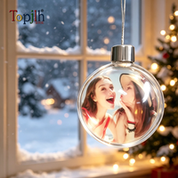 Topjlh 9cm Weihnachtskugel aus Kunststoff für Sublimation mit Metalleinsatz für Individuell Bedruckte Weihnachtsbaum-Dekoration Geschenk