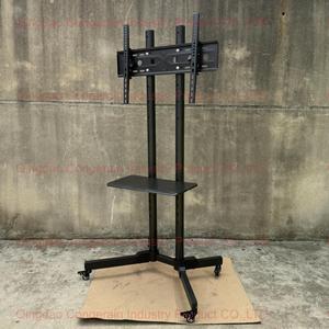 Support TV mobile universel moderne robuste à 2 niveaux pour téléviseurs de 32 à 70 pouces, chariot de sol réglable en hauteur - Product Image 6