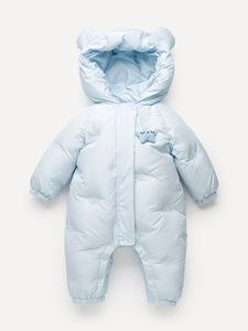 Nuova Giacca Invernale per Neonati, Tuta Imbottita con Cappuccio, Abbigliamento Avvolgente, Tinta Unita con Stampa - Product Image 2