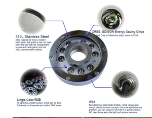 RGB LED chìm ánh sáng thép không gỉ thác nước ao hồ bơi ánh sáng IP68 DMX vòng Donut dưới nước đài phun nước đèn - Product Image 2