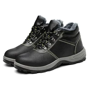 中国工厂低价黑色皮革钢趾和钢板重型工业采矿安全鞋男士工作