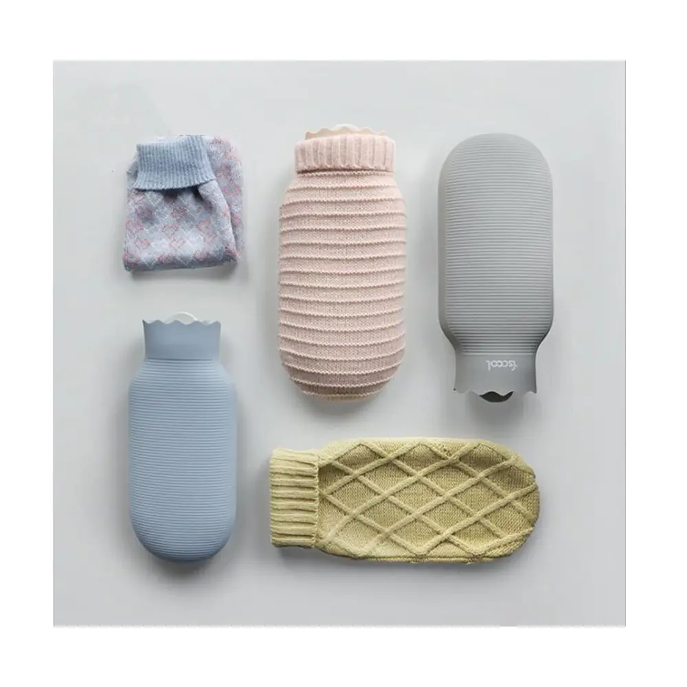 new plush water injection hot water bottle knitted silicone rubber explosion-proof warm water bag portable child warmer bag