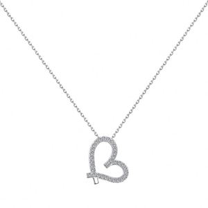 Collar con Colgante de Plata de Ley 925 y Oro de 18K con Diseño Encantador y Moderno de Dylam, con Diamantes de Circonia Cúbica 5A en Forma de Corazón - Product Image 1