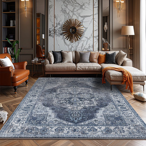 Tapis Abstrait Pliable en Imitation Cachemire Lavé Style Rétro Américain Marocain pour Salon, Table Basse et Chambre à Coucher - Product Image 1