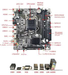 100om H55 Bo mạch chủ cho chơi game PC hỗ trợ Dual Channel DDR3 LGA hiệu suất cao Máy tính để bàn Bo mạch chủ Micro-ATX Mainboard - Product Image 4