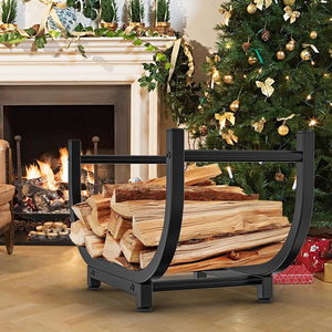 Black Metal Firewood Rack Indoor Outdoor <strong>Log</strong> Holder Waterproof <strong>Stand</strong> with Sturdy Fireplace <strong>Log</strong> Holder - Product Image 5