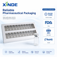Flacons et bouteilles en verre pharmaceutique transparents XINDE pour gouttes oculaires avec impression sérigraphique, vides, avec plateaux et emballage en boîte