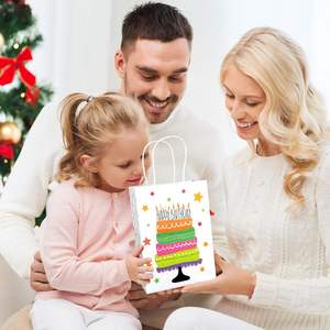 Sacchetti Regalo in Carta con Manici, Tema <span class=keywords><strong>Buon</strong></span> <span class=keywords><strong>Compleanno</strong></span>, Sacchetti Bianchi per Feste di <span class=keywords><strong>Compleanno</strong></span> e Celebrazioni - Product Image 4