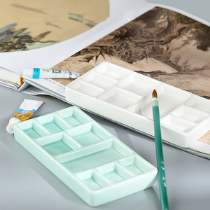 <span class=keywords><strong>Palette</strong></span> <span class=keywords><strong>de</strong></span> <span class=keywords><strong>peinture</strong></span> en céramique à grille <span class=keywords><strong>de</strong></span> 7 pouces pour aquarelle et <span class=keywords><strong>peinture</strong></span> acrylique, plateau <span class=keywords><strong>de</strong></span> mélange artistique multi-compartiments, <span class=keywords><strong>facile</strong></span> à nettoyer (vert/blanc) - Product Image 3