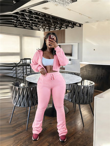 冬秋長袖ジッパークロップトップトラックスーツ女性用カジュアルドローストリングパンツ2ピースセット - Product Image 4