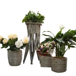 Pot de fleurs tissé en saule avec intérieur en plastique, style rétro tissé en rotin anti-<span class=keywords><strong>goutte</strong></span>, déco <span class=keywords><strong>plante</strong></span> en pot pour balcon de cour - Product Image 5