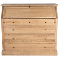 Bureau de style campagnard en chêne blanc avec tiroirs, commode de secrétaire, table d'écriture