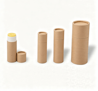 Emballage cosmétique personnalisé de luxe en papier recyclé pour rouge à lèvres et baume à lèvres, tube cylindrique blanc et brun avec logo