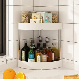 Kitchen Corner Spice Rack Triangular Shelf 2 Tier Freestanding Storage Organizer For Countertop Bathroom <b>Sink</b> - Product Image 3