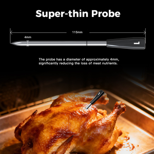 <span class=keywords><strong>Thermomètre</strong></span> à viande sans fil rechargeable BT5.3 avec amplificateur <span class=keywords><strong>de</strong></span> signal LCD 820FT, le plus fin, 4 sondes, double capteur, IP67, pour barbecue, OEM ODM - Product Image 5