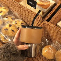 Mode PU Porte-Tasse En Cuir Résistant À La Chaleur Café Verres Tasse Couverture En Cuir À La Main Personnalisé Tasse En Verre Eau Porte-Gobelet