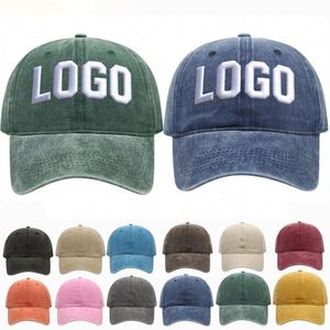 Wholesale Embroidery Acid Washed Vintage Distressed Unisex Plain Cotton Baseball Caps Custom Logo 6 Panel Blank Dad Hat - Product Image 1