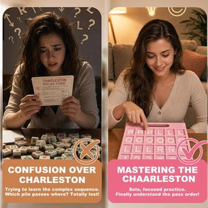 Planche de Mahjong en plastique rose <span class=keywords><strong>Charleston</strong></span> : Guide d'apprentissage, aide à la pratique, feuille de triche pour débutants, règle NMJL, <span class=keywords><strong>accessoire</strong></span> de table - Product Image 2