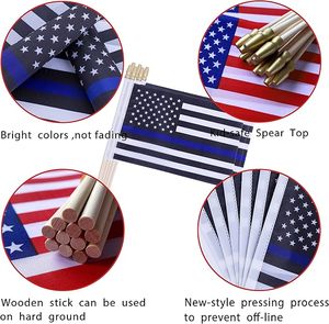 Usine de haute qualité en gros 4 "x 6" tous les pays drapeau tenant la <span class=keywords><strong>police</strong></span> américaine agitant le drapeau petits poteaux en bois - Product Image 5