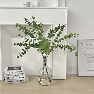 Feuille d'eucalyptus 3D imprimée, feuille <span class=keywords><strong>de</strong></span> monnaie transfrontalière à 3 branches, plante verte artificielle pour arrangement floral <span class=keywords><strong>de</strong></span> mariage et décoration intérieure - Product Image 2