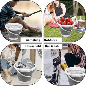 Collapsible 10L Plastic Bucket With <b>Handle</b> Foldable Design for Indoor Outdoor Camping Car Wash Household <b>Mop</b> D0100XUC9RU Collaps - Product Image 2