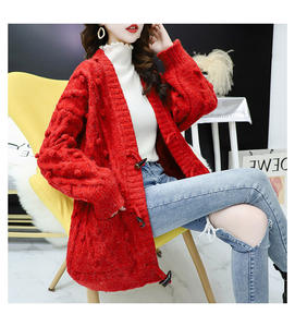 Maglione Cardigan fatto <span class=keywords><strong>a</strong></span> <span class=keywords><strong>mano</strong></span> alla moda autunno e inverno taglia libera <span class=keywords><strong>donna</strong></span> di moda con palline - Product Image 1