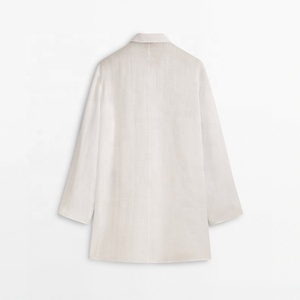 Fashion Single Breasted Long Sleeve Blouse for Ladies Summer Ventilate Woman Lapel <b>Linen</b> Cotton Fabric Slit Shirts - Product Image 5