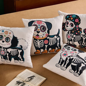<span class=keywords><strong>Housse</strong></span> <span class=keywords><strong>de</strong></span> coussin carrée à imprimé numérique moderne, thème Jour des Morts, pour canapé, salon, décoration maison et hôtel - Product Image 2