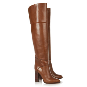 Botas de mujer informales a la moda, talla grande, cuero genuino marrón, tacones altos, altura por encima de la rodilla, botas de estilo invernal para mujer - Product Image 2
