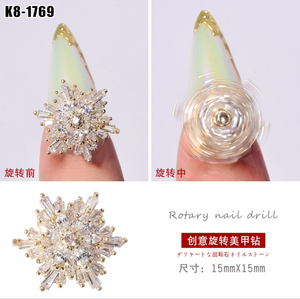 Nouveau grand flocon de neige rotatif Double Zircon accessoires pour ongles ornement pour ongles - Product Image 2