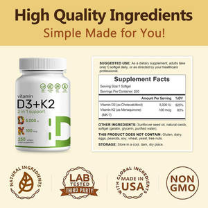 Vente en gros Capsules molles D3 + K2 Vitamine D3 + K2 Supplément Gélules OEM Supports de personnalisation - Product Image 5
