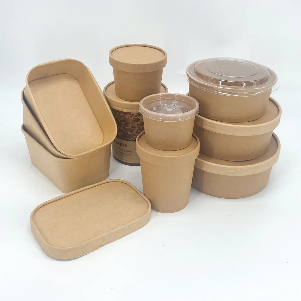Одноразовая коробка из крафт-бумаги для фаст-фуда, бумажная чашка с принтом и миска, упаковка для еды на вынос
