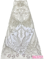 Nouveau Tissu de Luxe Africain en Tulle et Velours Brodé de Perles, Dentelle en Velours et Maille pour Robes de Mariée 2026