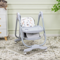 Chaise haute multifonctionnelle pliable et réglable 3-en-1 pour bébé avec panier de rangement et double plateau en cuir PU – Vente en gros