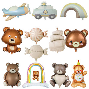Nuovo palloncino in pellicola di alluminio orso opaco cartone animato aereo opaco auto della polizia per bambini <span class=keywords><strong>compleanno</strong></span> palloncino decorazione felice - Product Image 2