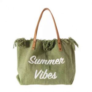 Women's <b>Tote</b> <b>Bags</b> with Embroider Environmental Friendly <b>Large</b> Capacity Custom Luxury <b>Canvas</b> Tassel <b>Tote</b> <b>Bag</b> - Product Image 1