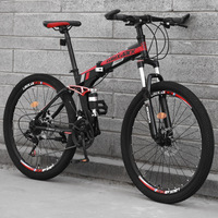 Vélo de montagne pliable à suspension en acier OEM, léger, 21/24/27 vitesses, pliable, 26 pouces